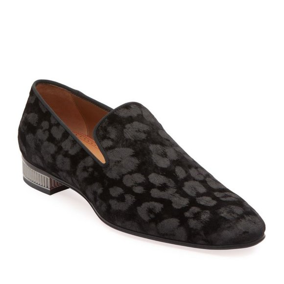 NWT⭐️CHRISTIAN LOUBOUTIN⭐️Velvet Jacquard Colonnaki Leopard Flat Loafers - Picture 1 of 7